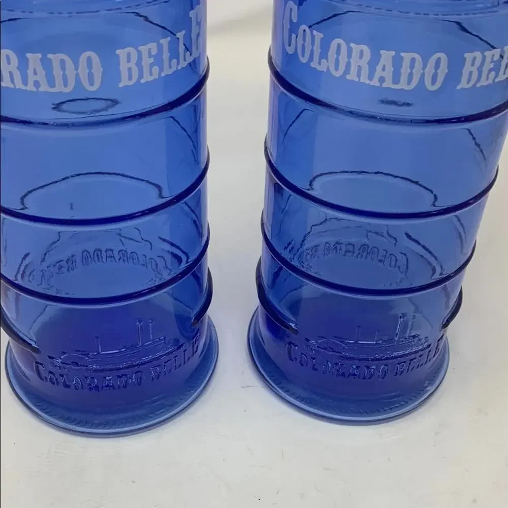 Vintage Colbalt Blue former Colorado Belle Casino glasses pair 10